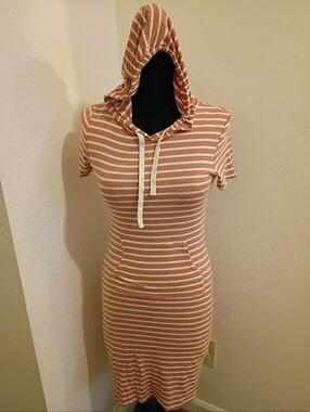 Heart Hips Coral and White Striped Hoodie